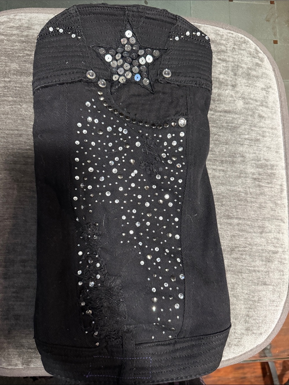 Black Rhinestone Star Dog Jacket 100%Strech Cotton